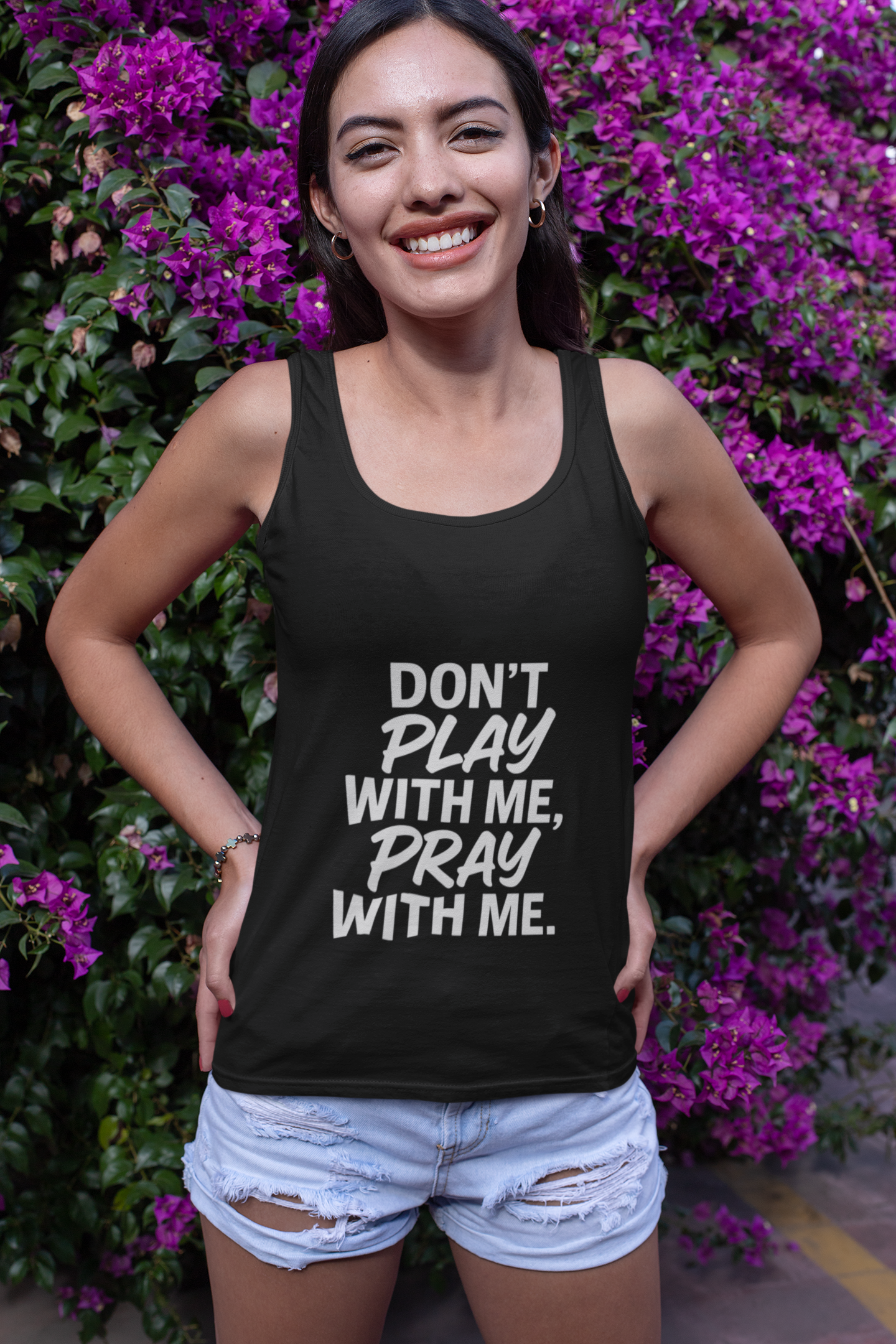 Pray with Me Unisex Jersey Tank – Inspirational Black Summer Shirt