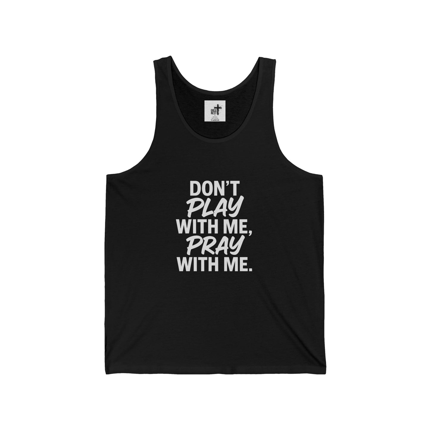 Pray with Me Unisex Jersey Tank – Inspirational Black Summer Shirt