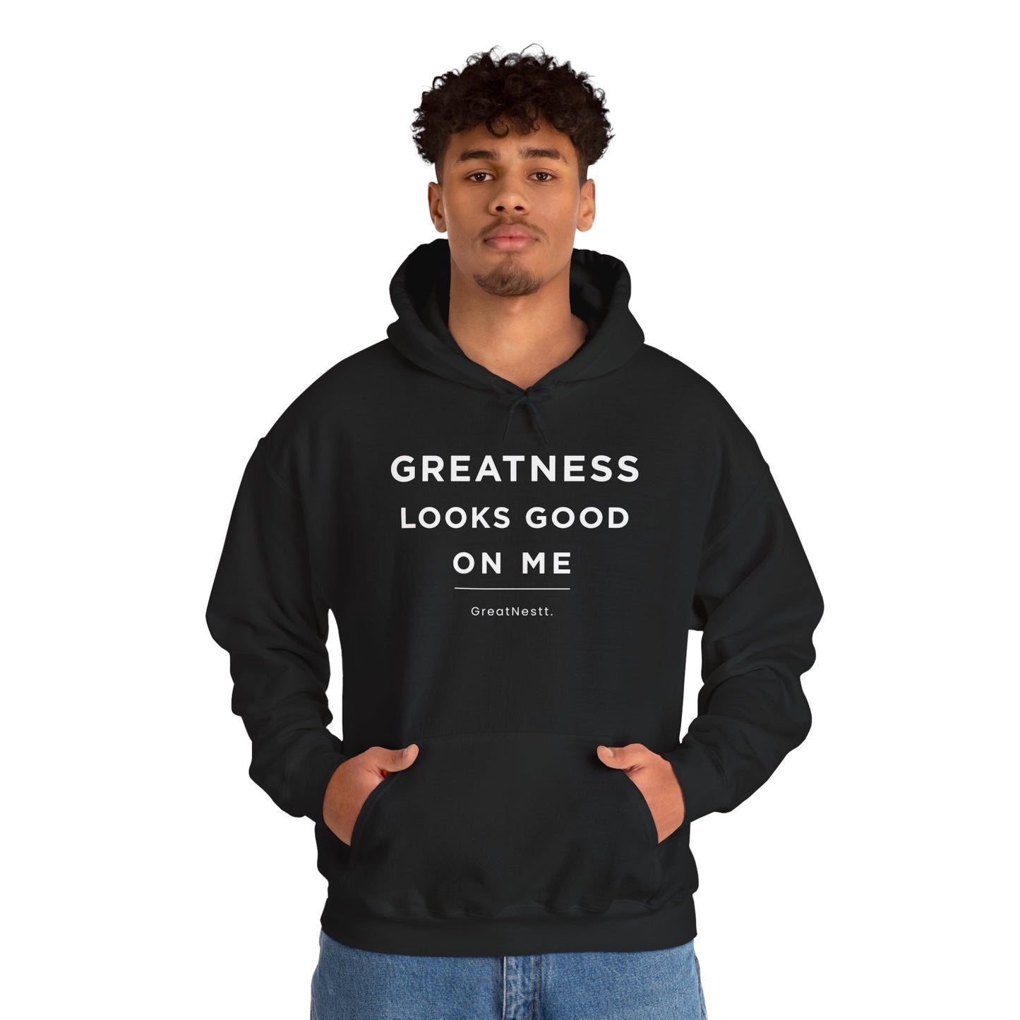 Hoodie — "Greatness Looks Good On Me" Motivational Pullover