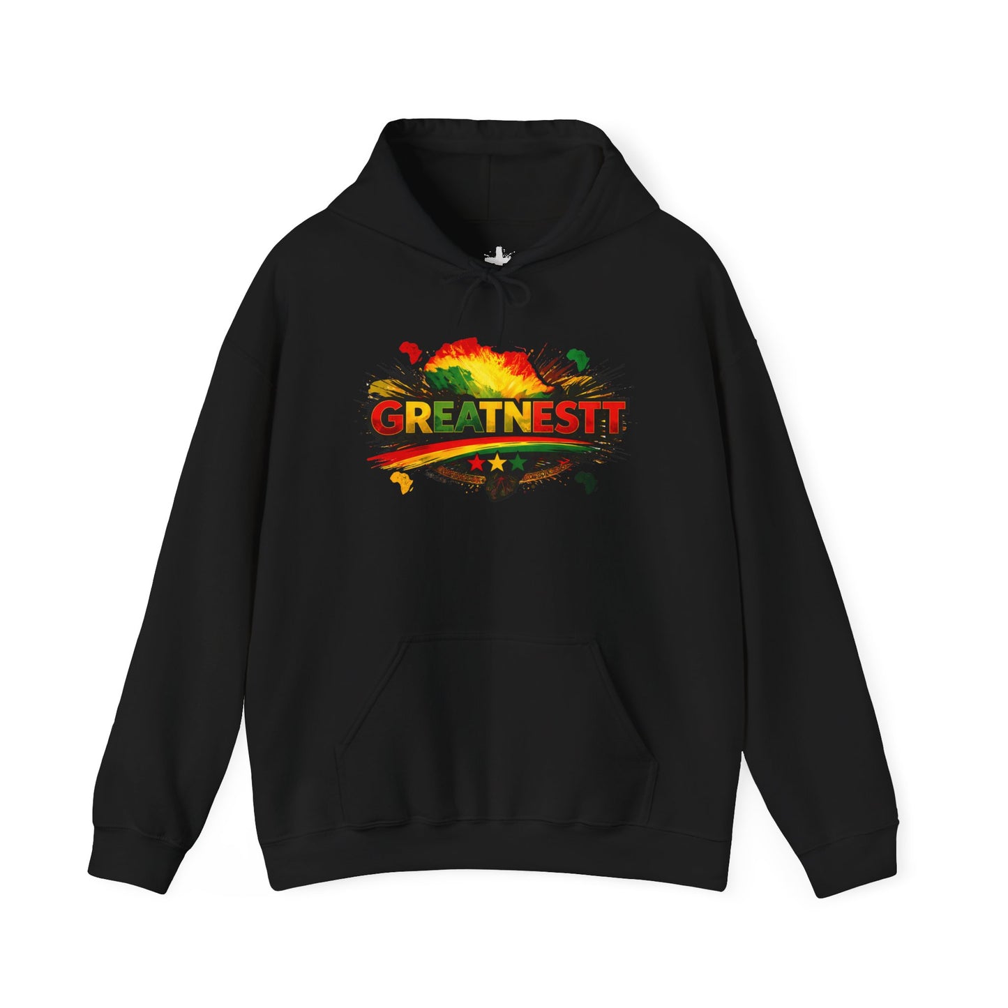 Greatness Rasta Paint Splash Hoodie — Inspirational Reggae Graphic Sweatshirt
