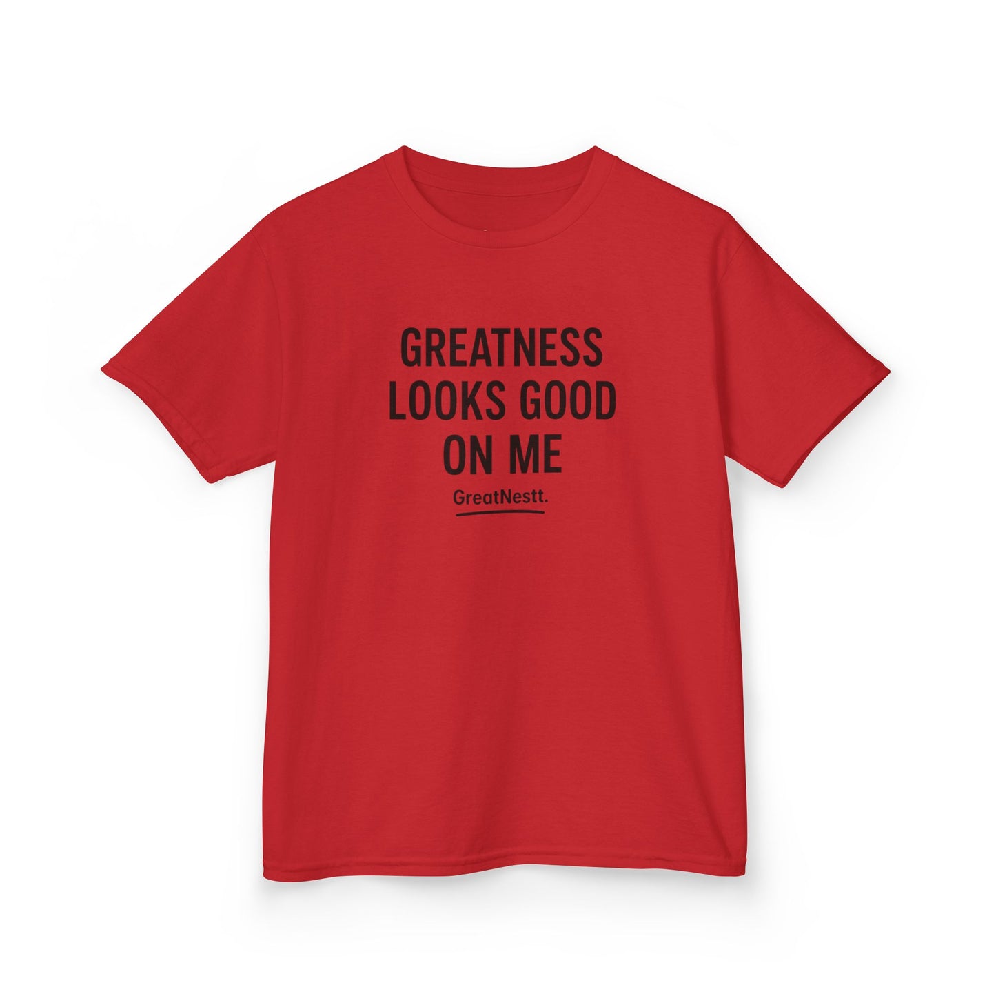 Kids T-Shirt — "Greatness Looks Good On Me" Motivational Tee for Boys & Girls