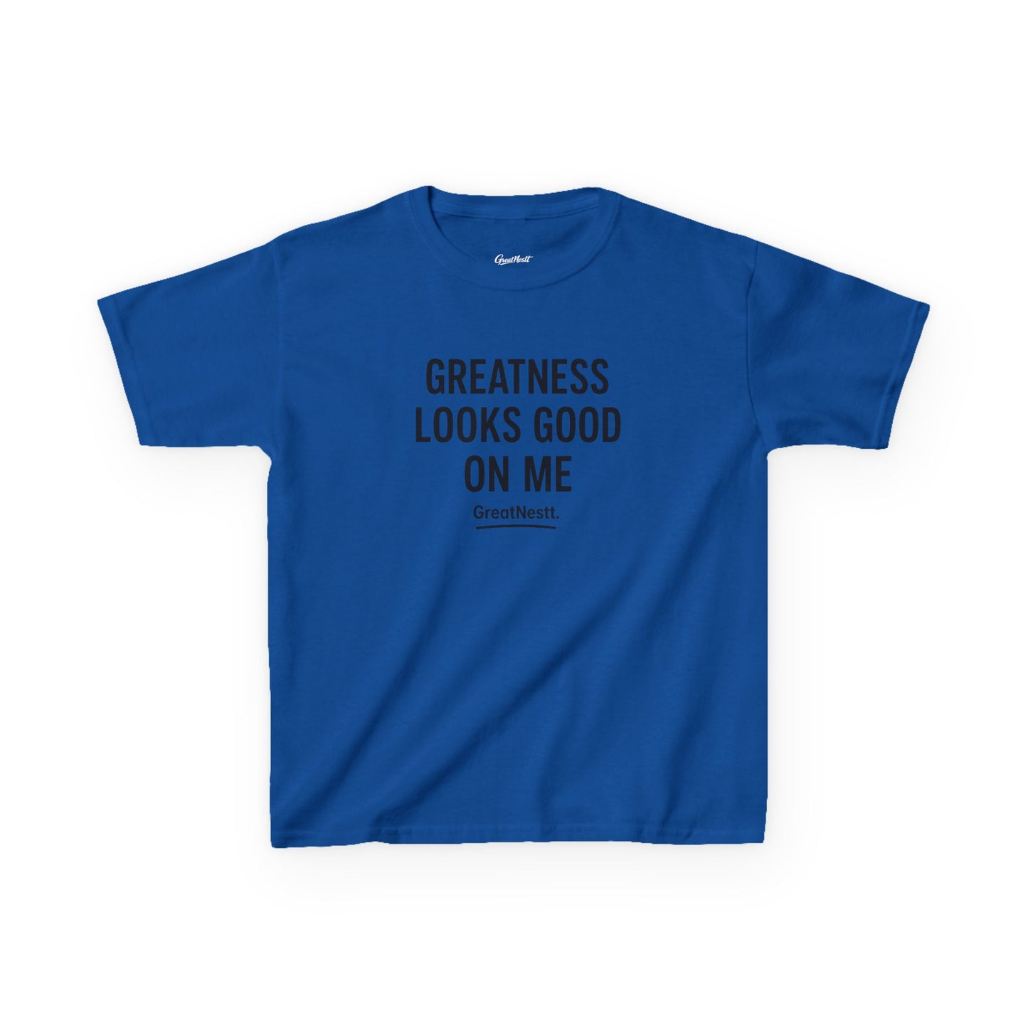 Kids T-Shirt — "Greatness Looks Good On Me" Motivational Tee for Boys & Girls