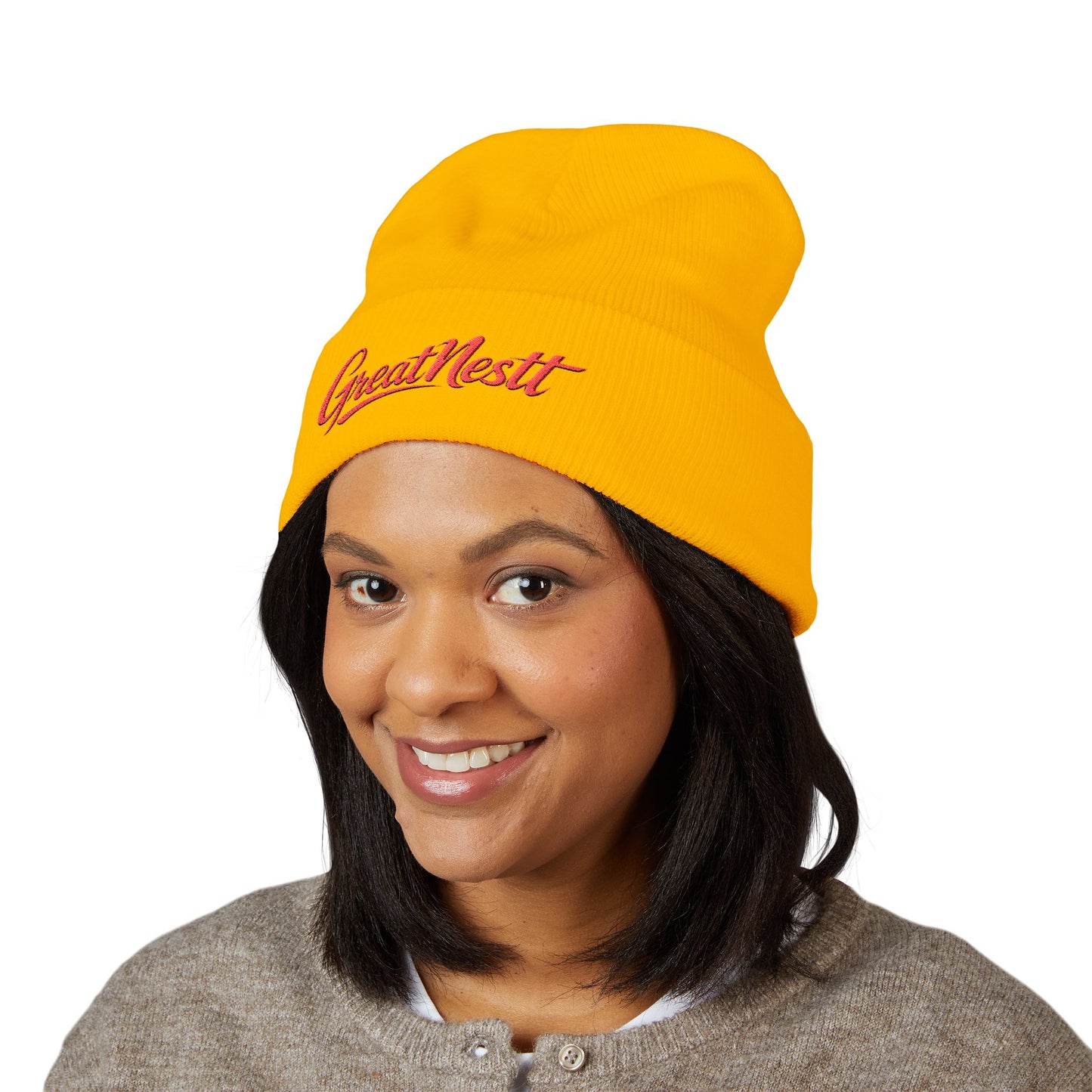 Embroidered 'GreatNest' Classic Cuffed Beanie — Cozy Winter Knit Hat