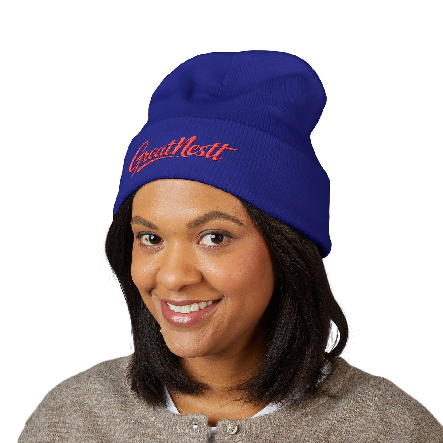 Embroidered 'GreatNest' Classic Cuffed Beanie — Cozy Winter Knit Hat