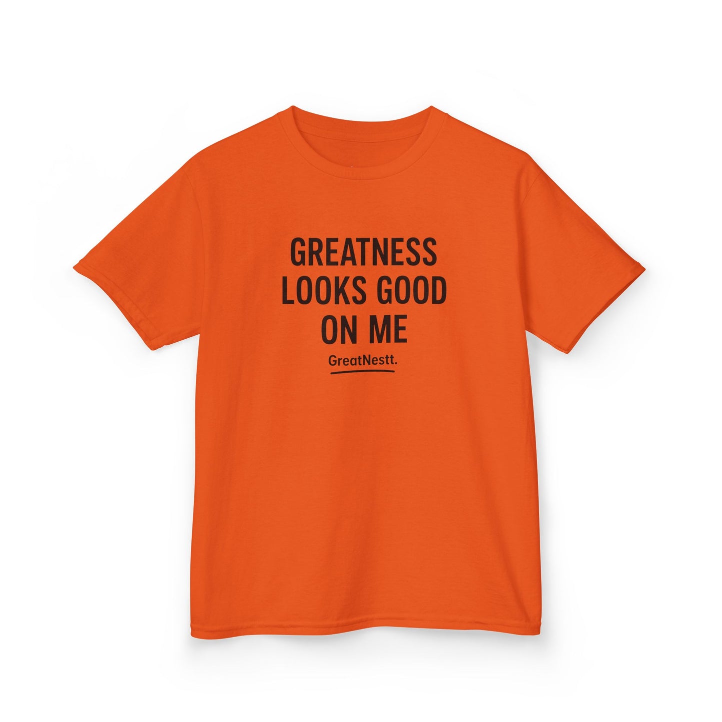 Kids T-Shirt — "Greatness Looks Good On Me" Motivational Tee for Boys & Girls