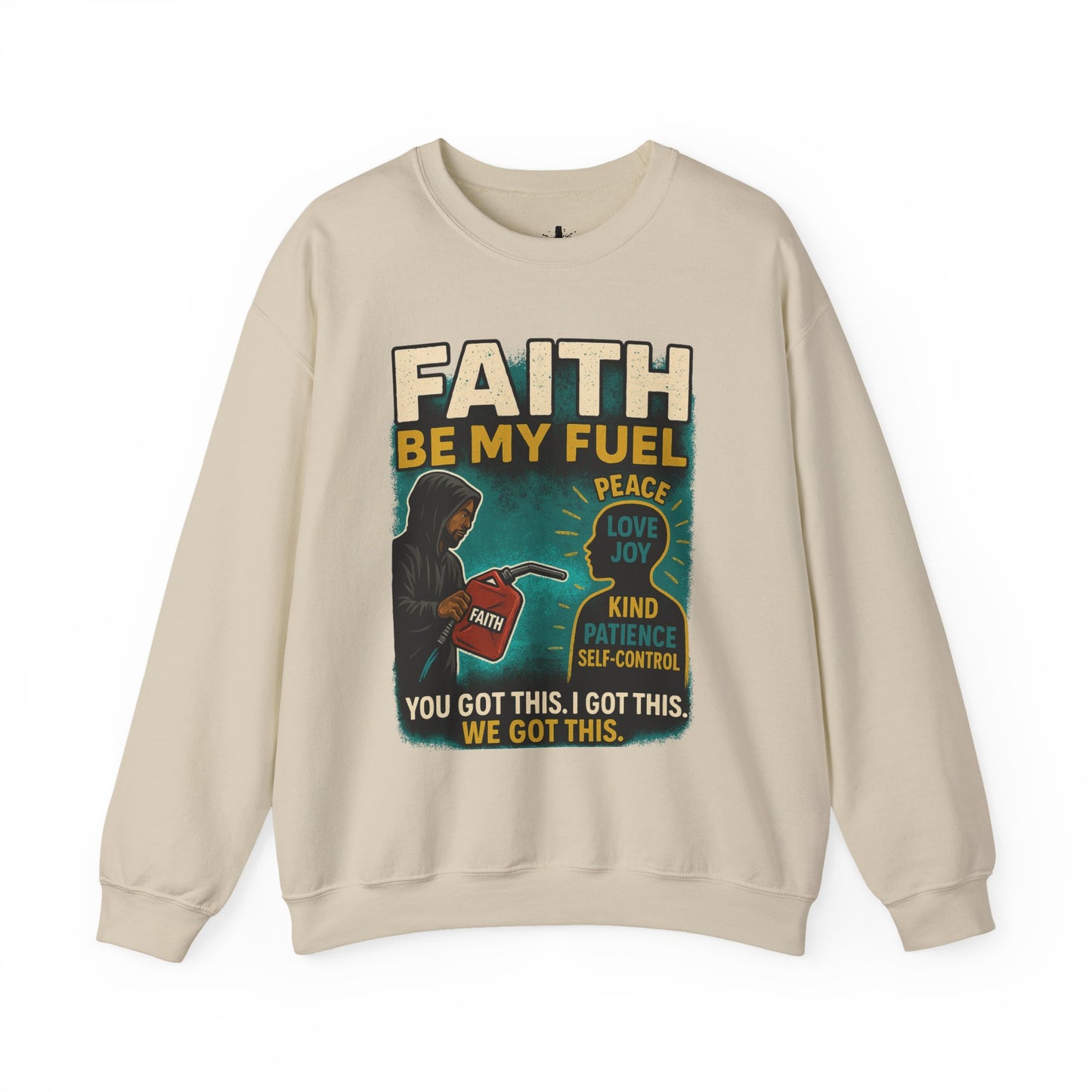 Faith Be My Fuel Crewneck Sweatshirt – Inspirational Christian Graphic Pullover