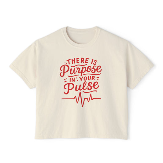 Purposeful Pulse Women's Boxy Tee, Motivational Tee, Inspirational Shirt, Gift for Her, Casual Wear, Self-Care Reminder