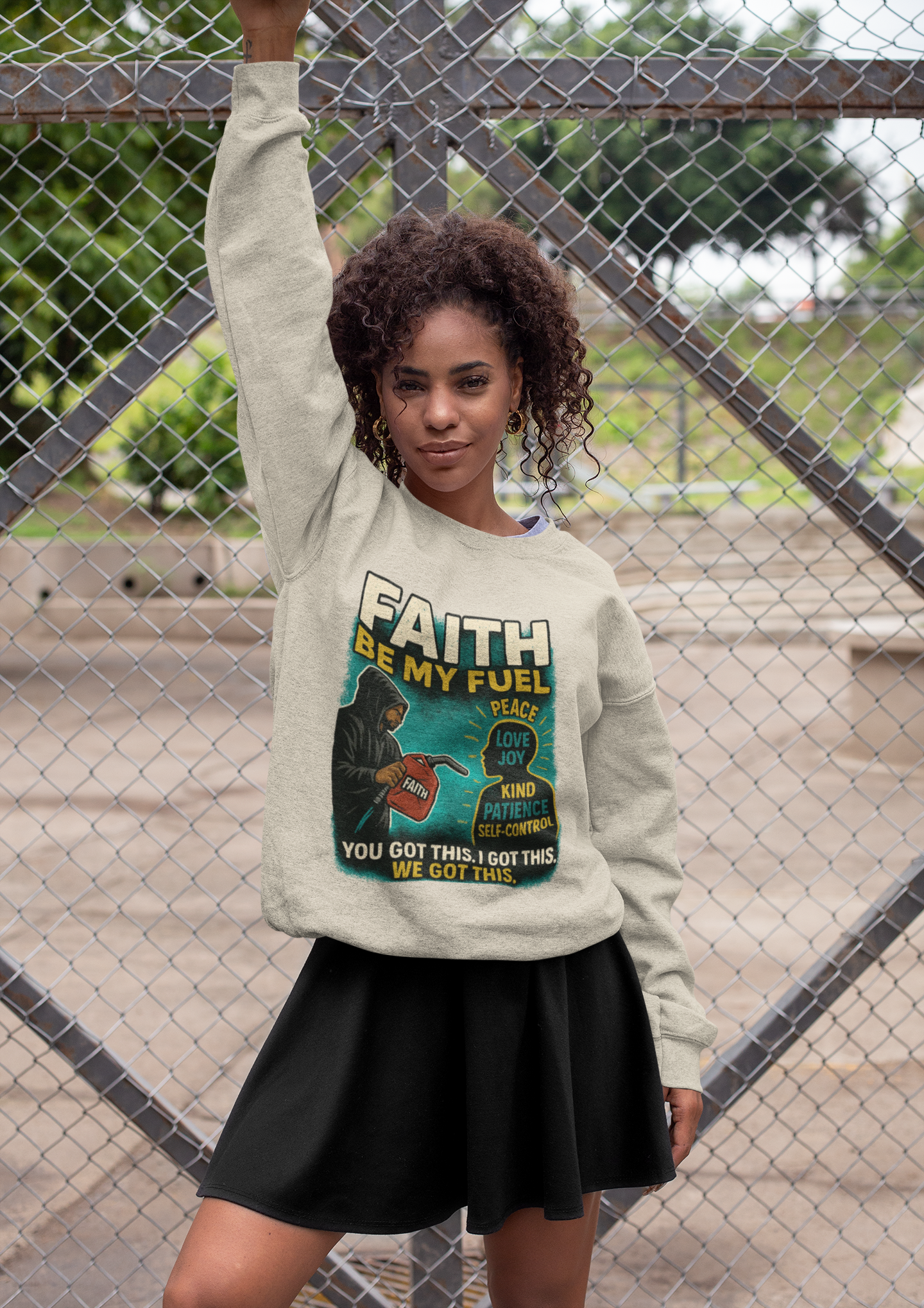 Faith Be My Fuel Crewneck Sweatshirt – Inspirational Christian Graphic Pullover
