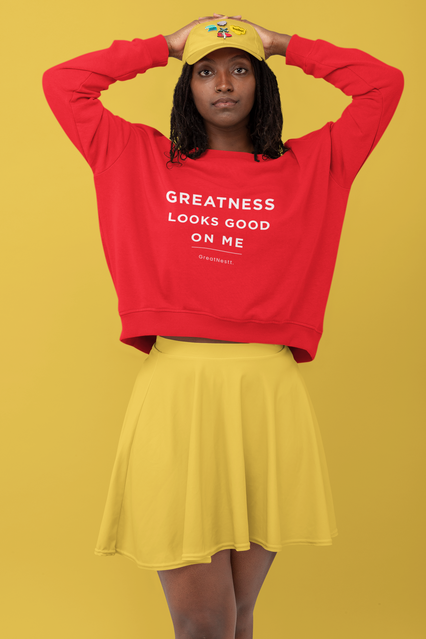 Crewneck Sweatshirt — "Greatness Looks Good On Me" Motivational Pullover