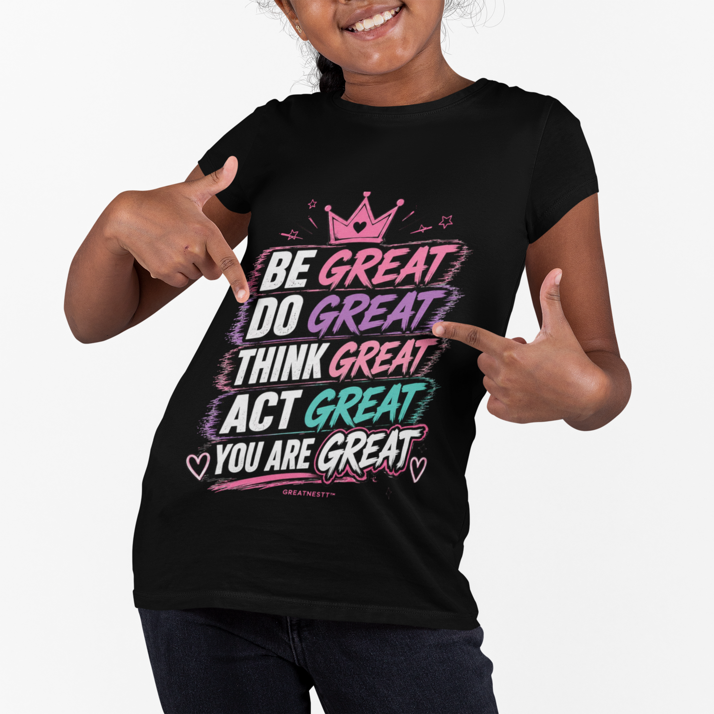Youth Tee - "Be Great" Inspirational Graphic T-Shirt for Girls
