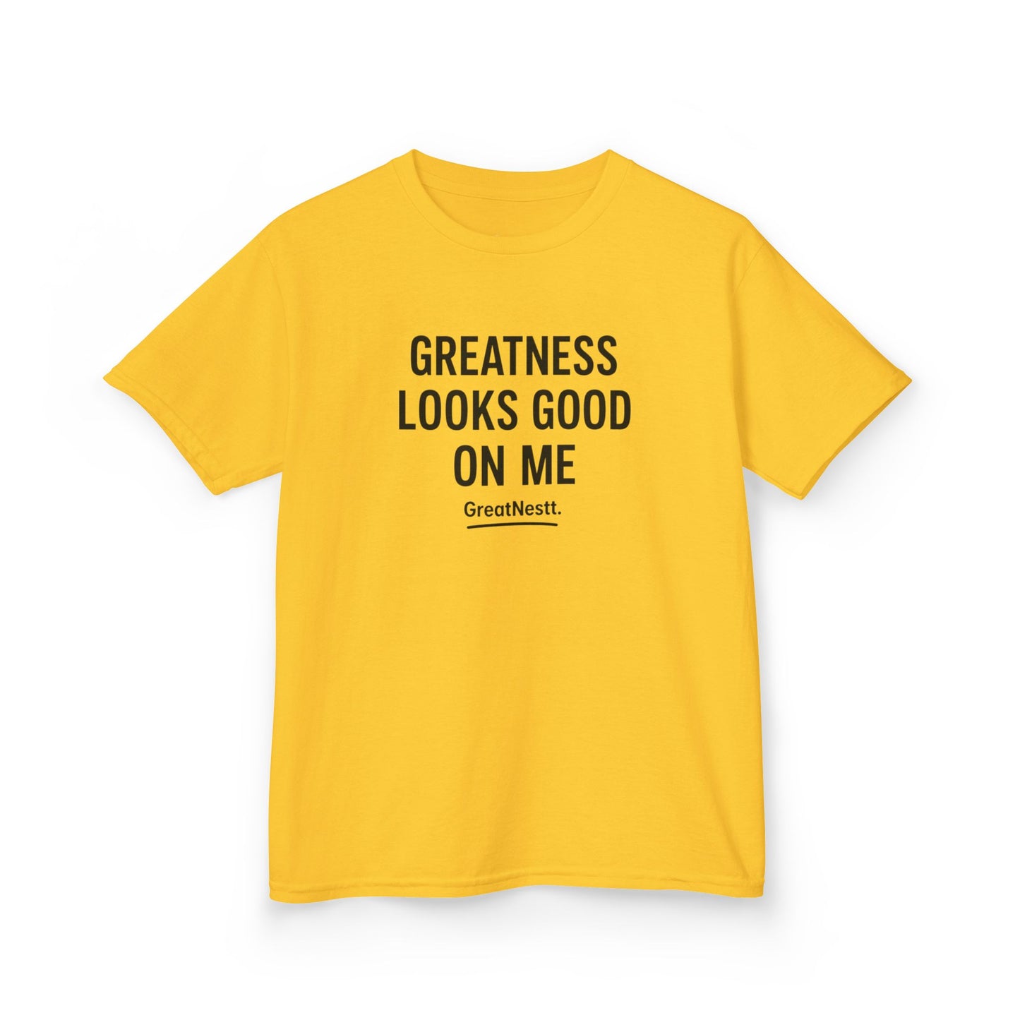Kids T-Shirt — "Greatness Looks Good On Me" Motivational Tee for Boys & Girls
