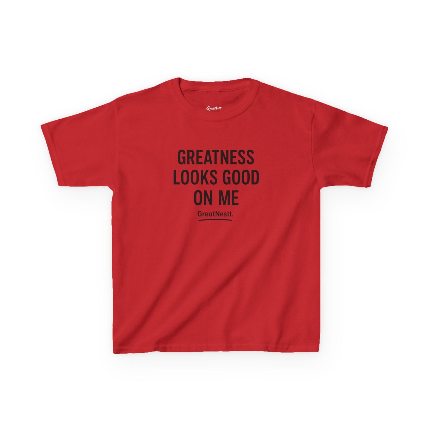 Kids T-Shirt — "Greatness Looks Good On Me" Motivational Tee for Boys & Girls