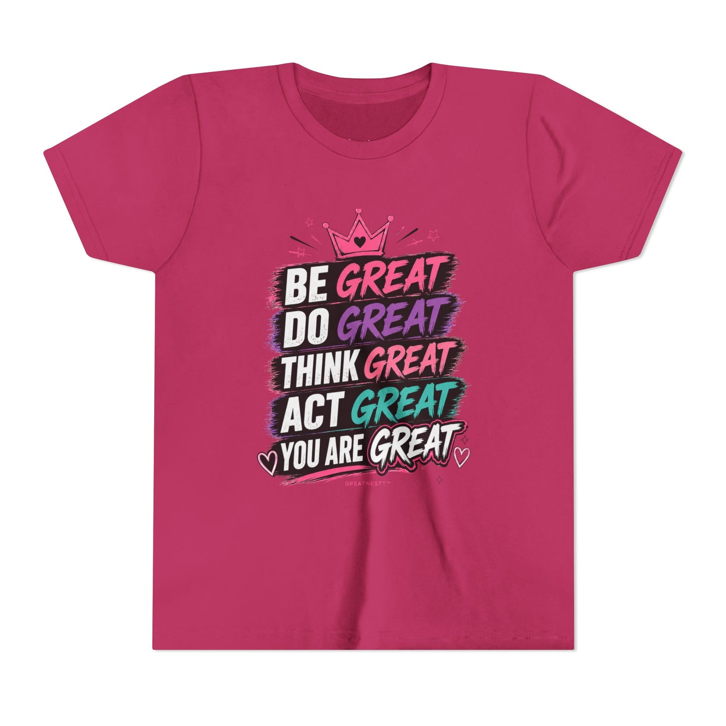 Youth Tee - "Be Great" Inspirational Graphic T-Shirt for Girls