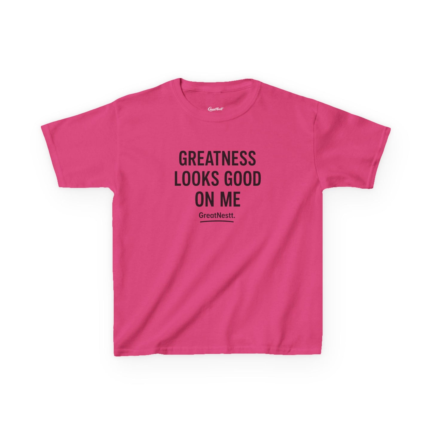 Kids T-Shirt — "Greatness Looks Good On Me" Motivational Tee for Boys & Girls