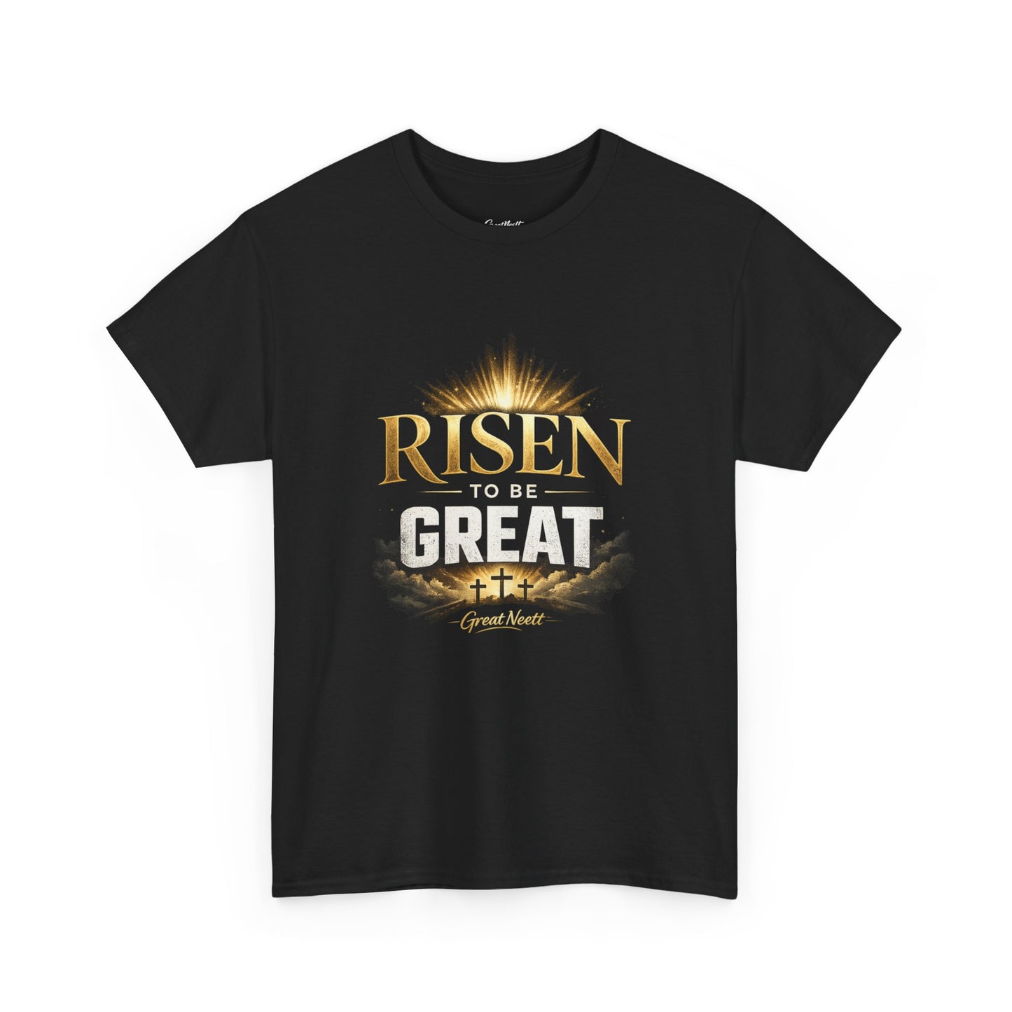 Risen to Be Great T-Shirt – Inspirational Christian Tee with Crosses and Sunrise
