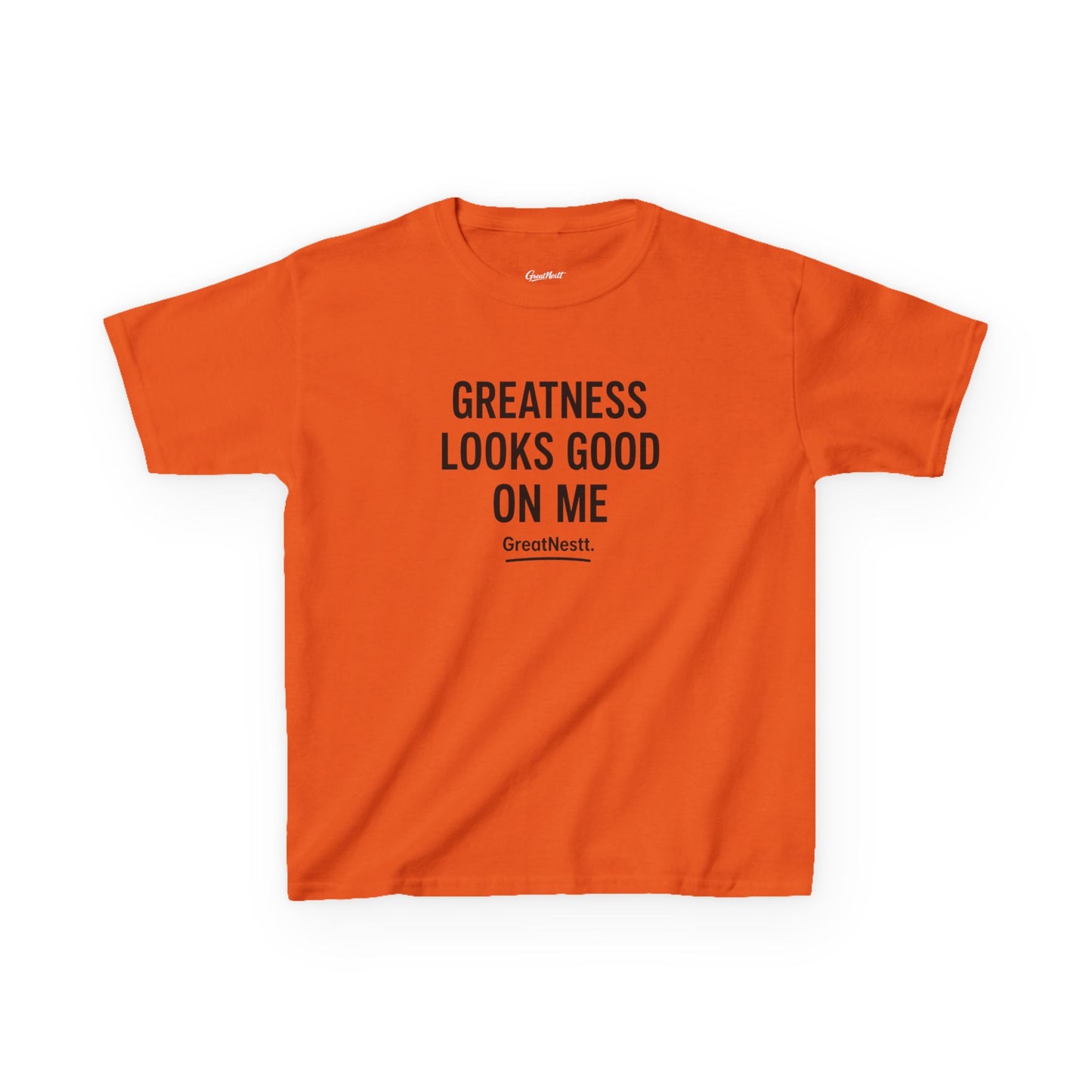 Kids T-Shirt — "Greatness Looks Good On Me" Motivational Tee for Boys & Girls