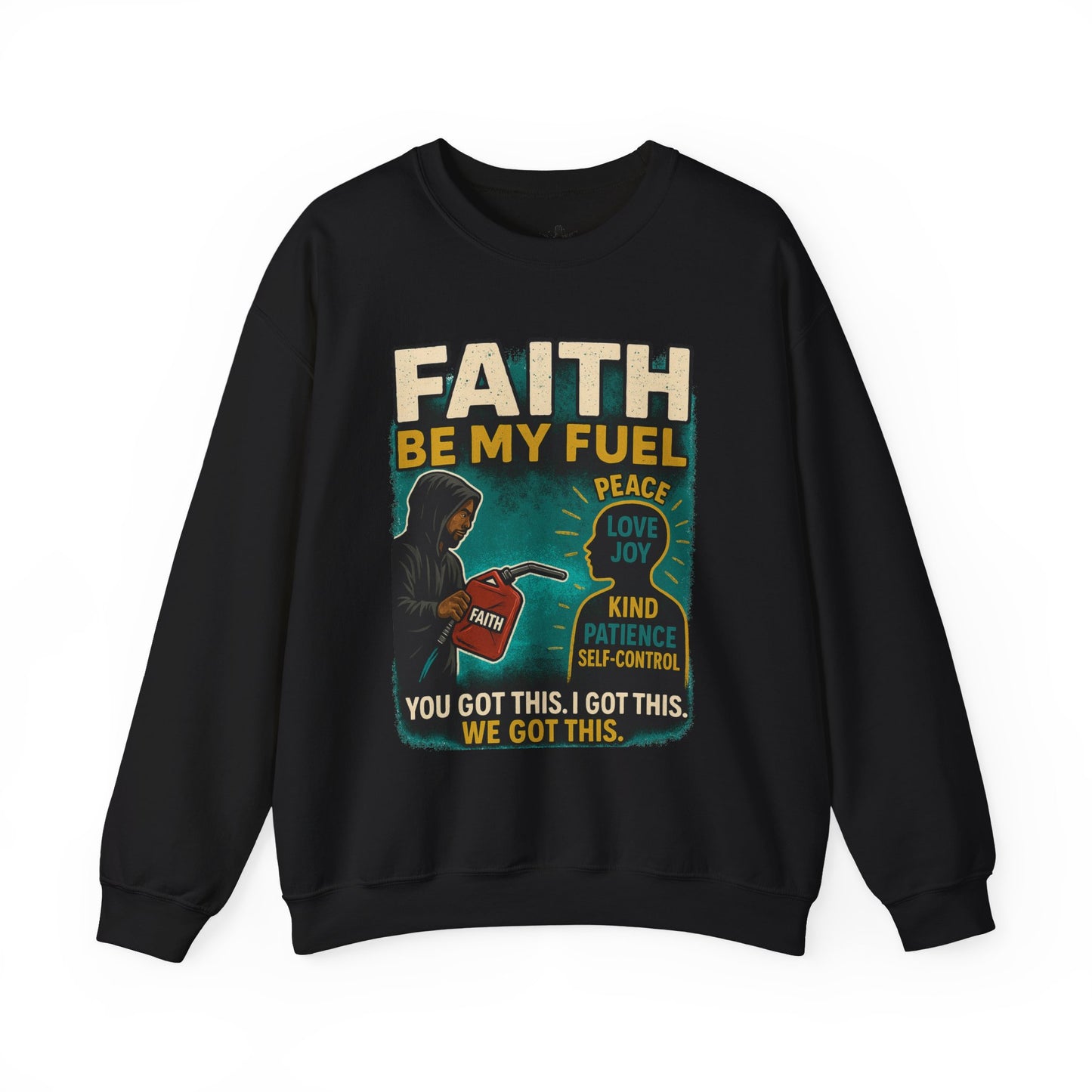 Faith Be My Fuel Crewneck Sweatshirt – Inspirational Christian Graphic Pullover